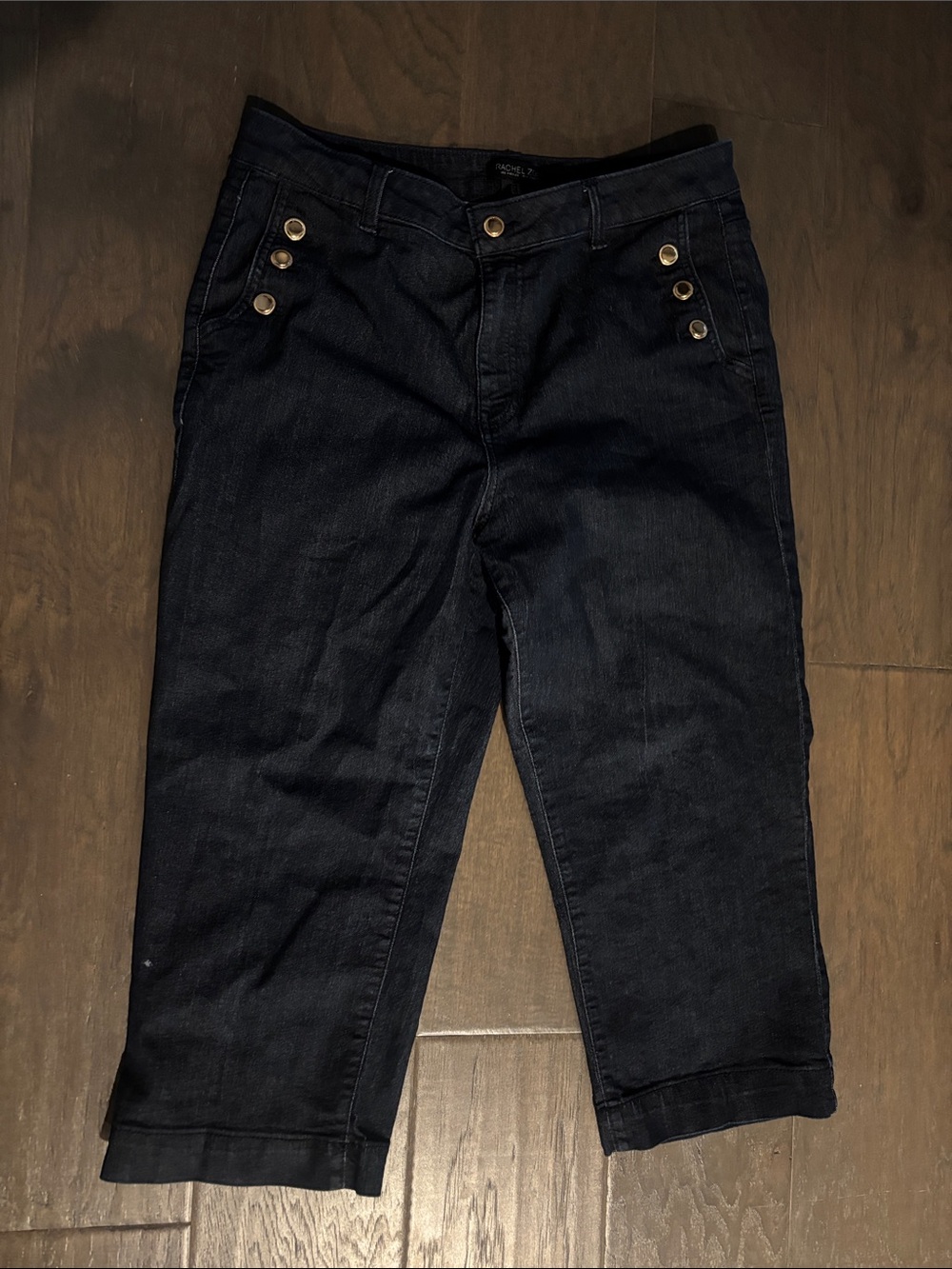Rachel Zoe Dark Blue Denim Pants with Gold Buttons